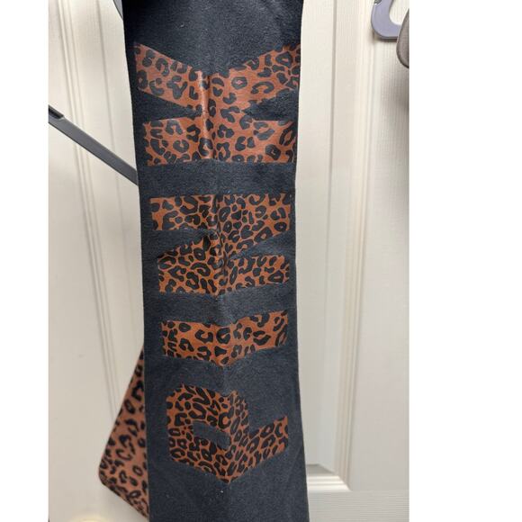 Victorias Secret PINK Leggings M Black Foldover Waistband Leopard Print Y2K EUC - Picture 4 of 6